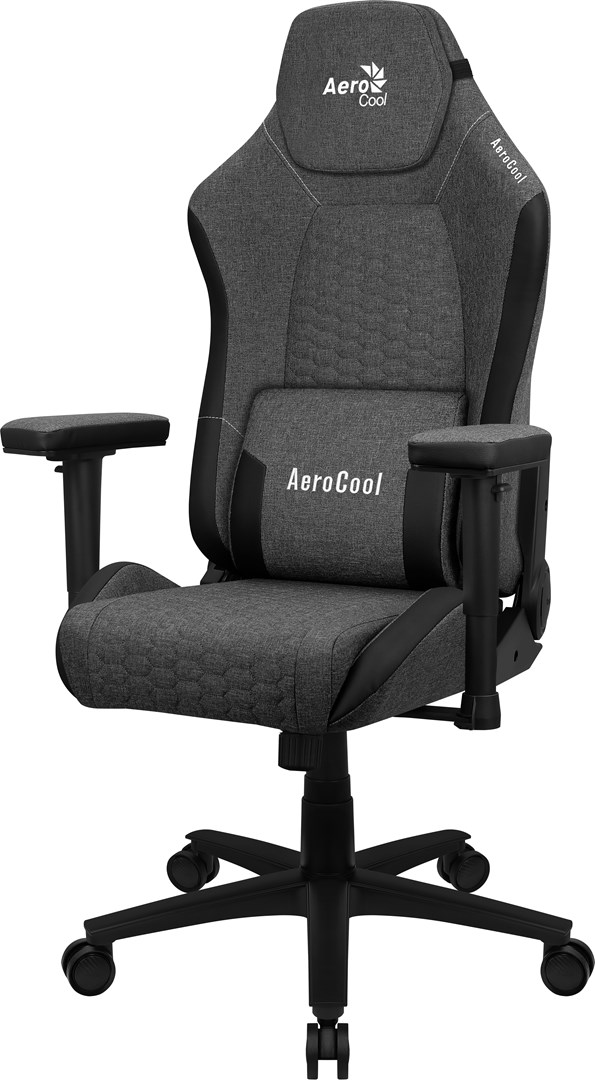 Aerocool CROWNASHBK, Ergonominen pelituoli, säädettävät tyynyt, AeroWeave teknologia, musta