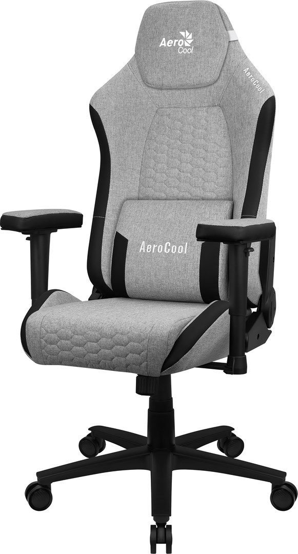 Aerocool CROWNASHGR, Ergonominen pelituoli, säädettävät tyynyt, AeroWeave teknologia, harmaa