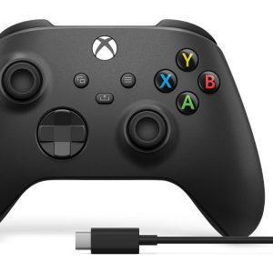 Langaton Microsoft Xbox -ohjain + USB-C-kaapeli musta peliohjaimen analoginen / digitaalinen PC, Xbox One, Xbox One S, Xbox One X, Xbox Series S, Xbox Series X