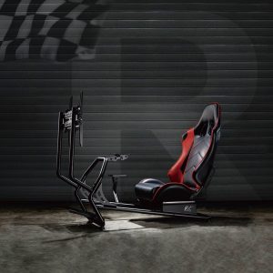 NanoRS RS160 Gaming Chair Racing Simulator Jalusta 3 in 1 PC-konsolipelaajille Synteettinen nahkapäällysteinen ohjauspyörän teline TV-teline Jopa 50" Max. Vesa 400x400