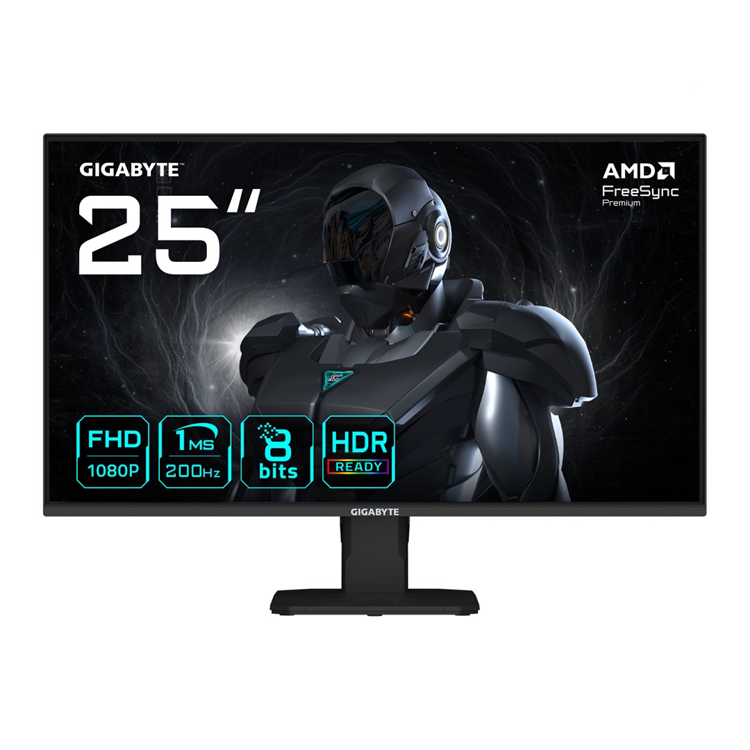 GIGABYTE GS25F2 25" FHD-pelinäyttö - 1920 x 1080, 200 Hz, 1ms, 300 cd/m2, Display HDR 10, HDMI 2.0, Displayport 1.4