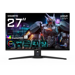 GIGABYTE AORUS FO27Q5P OLED QHD -pelinäyttö - 2560 x 1440, 500 Hz, 0,03 ms, KVM, 300 cd/m², FreeSync Premium Pro, DisplayHDR True Black 500, DisplayPort 2.1