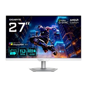 GIGABYTE M27UP ICE 27" 4K UHD -pelinäyttö - Dual Mode (4K 160Hz tai FHD 320Hz), 3840 x 2160, 1ms, 350 cd/m², FreeSync Premium, DisplayHDR400, HDMI 2.1, Displayport 1.4